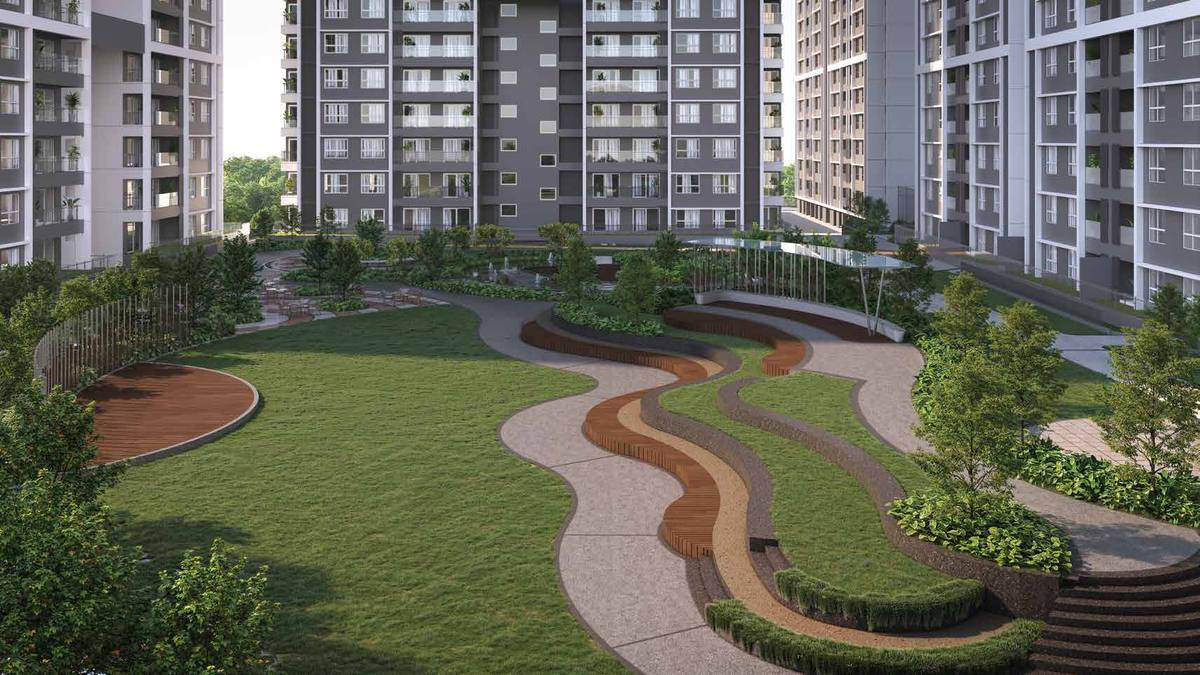 Landscaped greens and fitness path